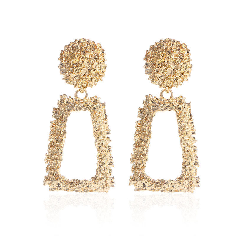 Geometric Frosted Stud Earrings Exaggerated Irregular Embossed Retro Ear Rings