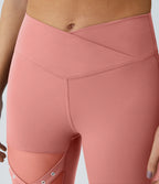 DayStretch High Waisted Crossover Contrast Mesh Decorative Buckle Yoga Leggings