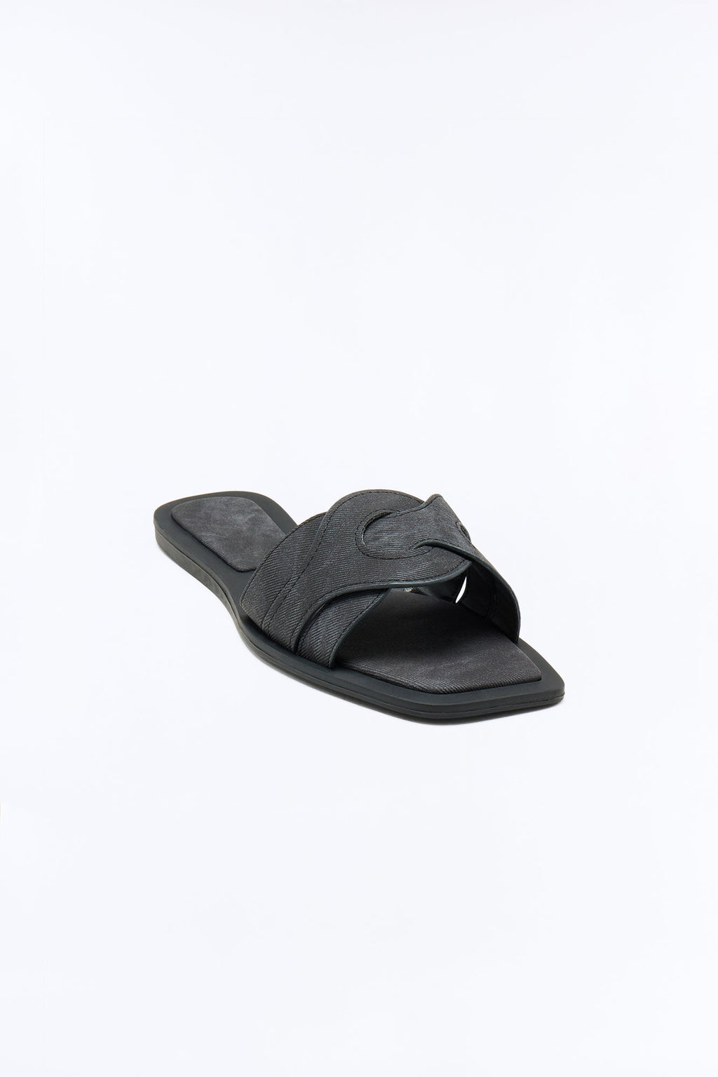 Trissie Denim Slip On Sandals - Black