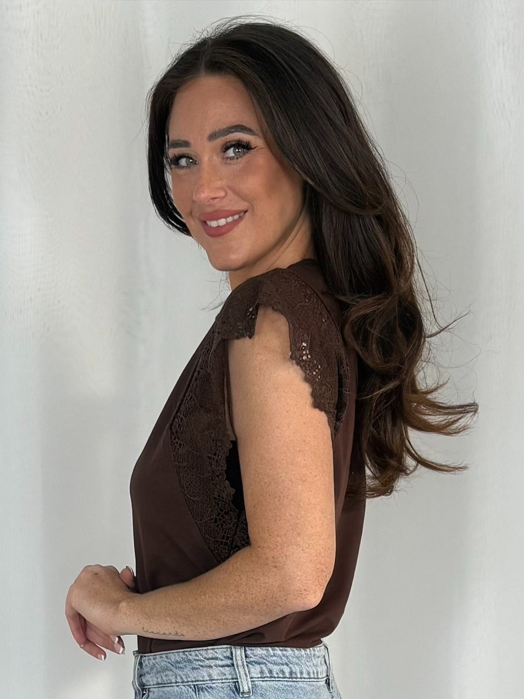 Capped Sleeve Crochet Detail Top (3 Colours)