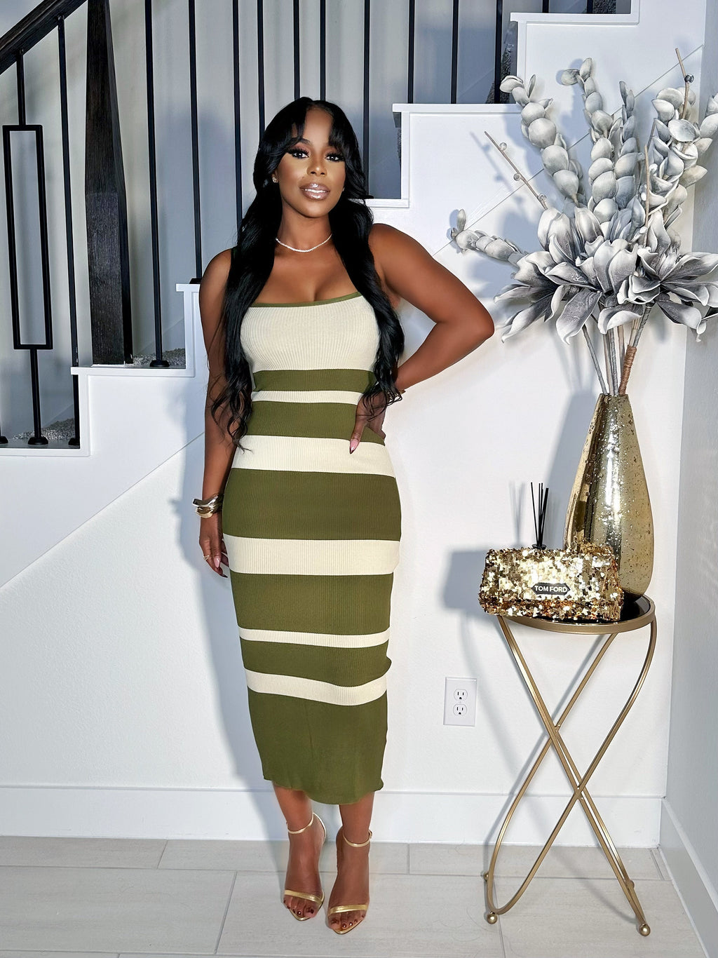 ALWAYS PRETTY CARDIGAN DRESS SET (OLIVE)