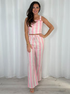 Striped Top And Trouser Co-Ord With Embroidery Detail (2 Colours)