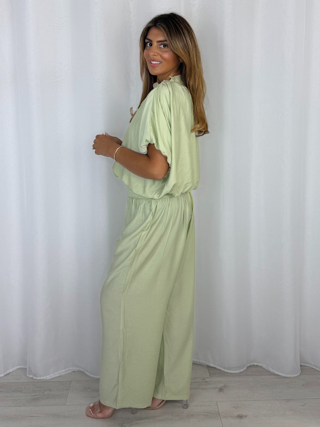 Puff Ball Frill Detail Top And Trouser Co-Ord (2 Colours)