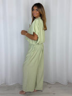 Puff Ball Frill Detail Top And Trouser Co-Ord (2 Colours)