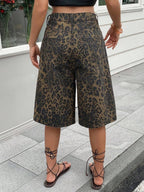 Livesso Tall Women's Leopard Print Loose Casual Capri Jeans, Vacation Style, Tall Women Summer