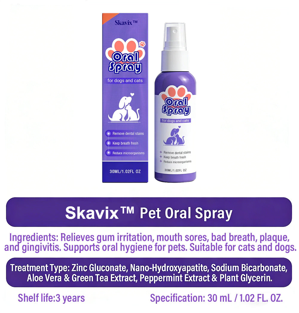 Skavix™ Oral Spray for Pets ✅FDA Approved | Freshens Breath, Removes Tartar, Promotes Gum Regeneration, and Stabilizes Teeth
