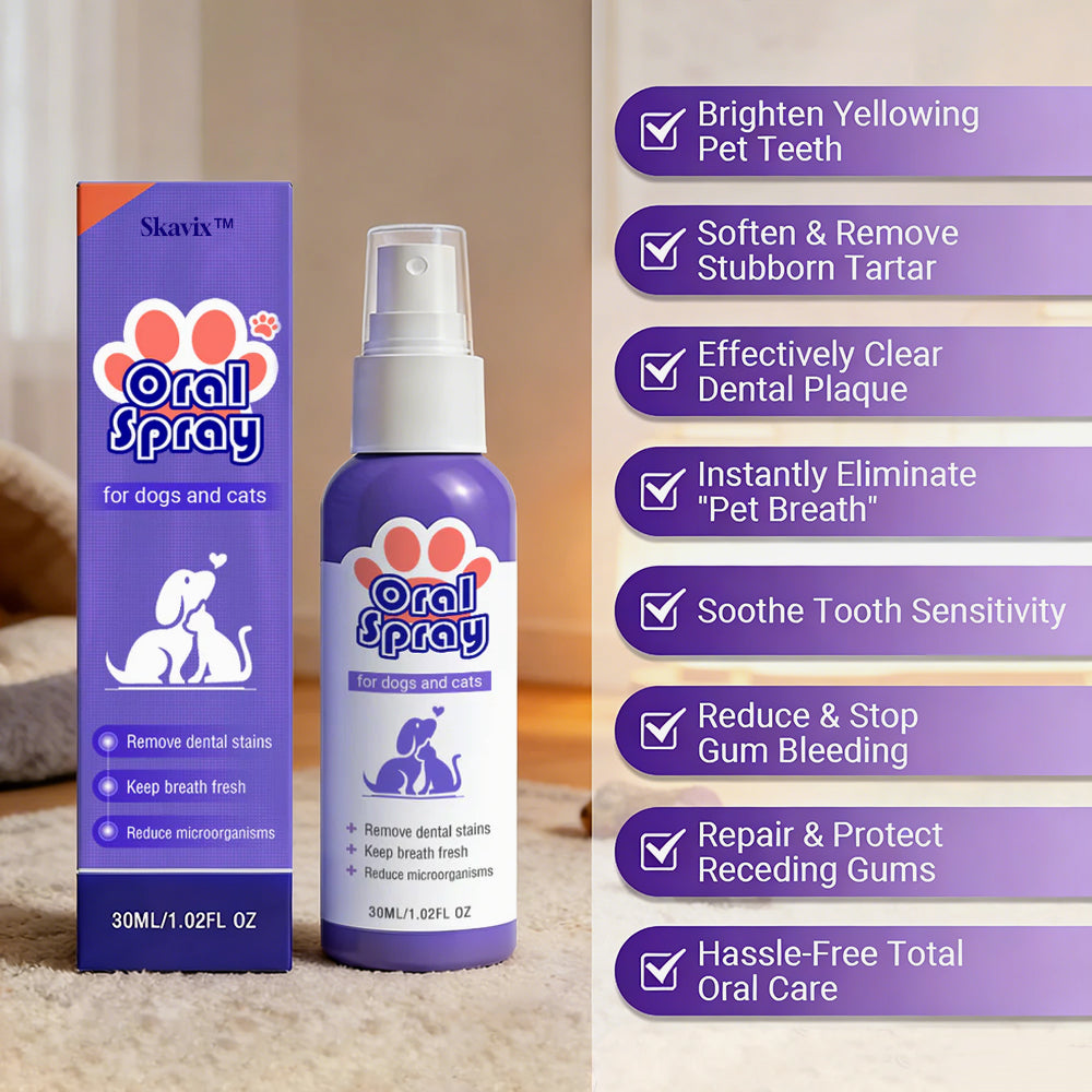 Skavix™ Oral Spray for Pets ✅FDA Approved | Freshens Breath, Removes Tartar, Promotes Gum Regeneration, and Stabilizes Teeth