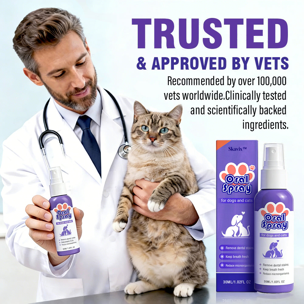 Skavix™ Oral Spray for Pets ✅FDA Approved | Freshens Breath, Removes Tartar, Promotes Gum Regeneration, and Stabilizes Teeth