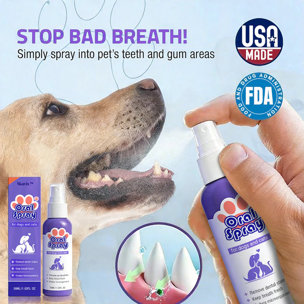 Skavix™ Oral Spray for Pets ✅FDA Approved | Freshens Breath, Removes Tartar, Promotes Gum Regeneration, and Stabilizes Teeth