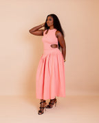 Zaraia Midi Dress (Coral )