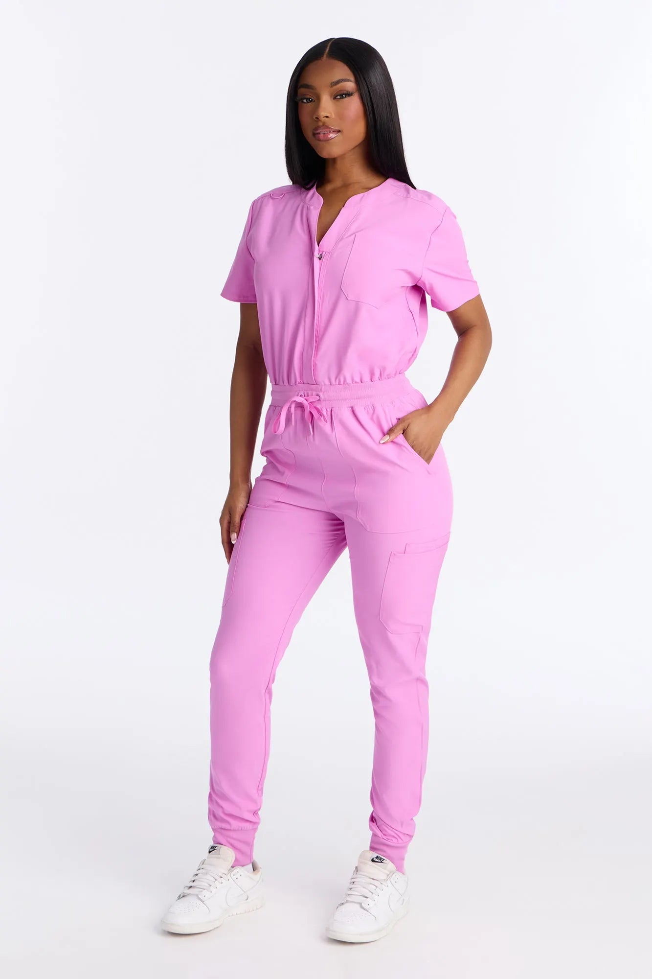 Full Shift Stretch Jogger Scrub Uniform Jumpsuit - Black