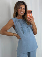 Tassel V-Neck Tunic Style Trouser Co-Ord (4 Colours)