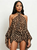 Women's 2-Piece Leopard Print Set, Casual Loose-Fit Long Top & Shorts, Fashionable Daily Wear, Perfect for Travel & Vacation
