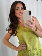 Crochet Flower Detail Top (7 Colours)