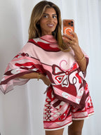 Spiral Print Bat Wing Short Co-Ord  (7 Colours)
