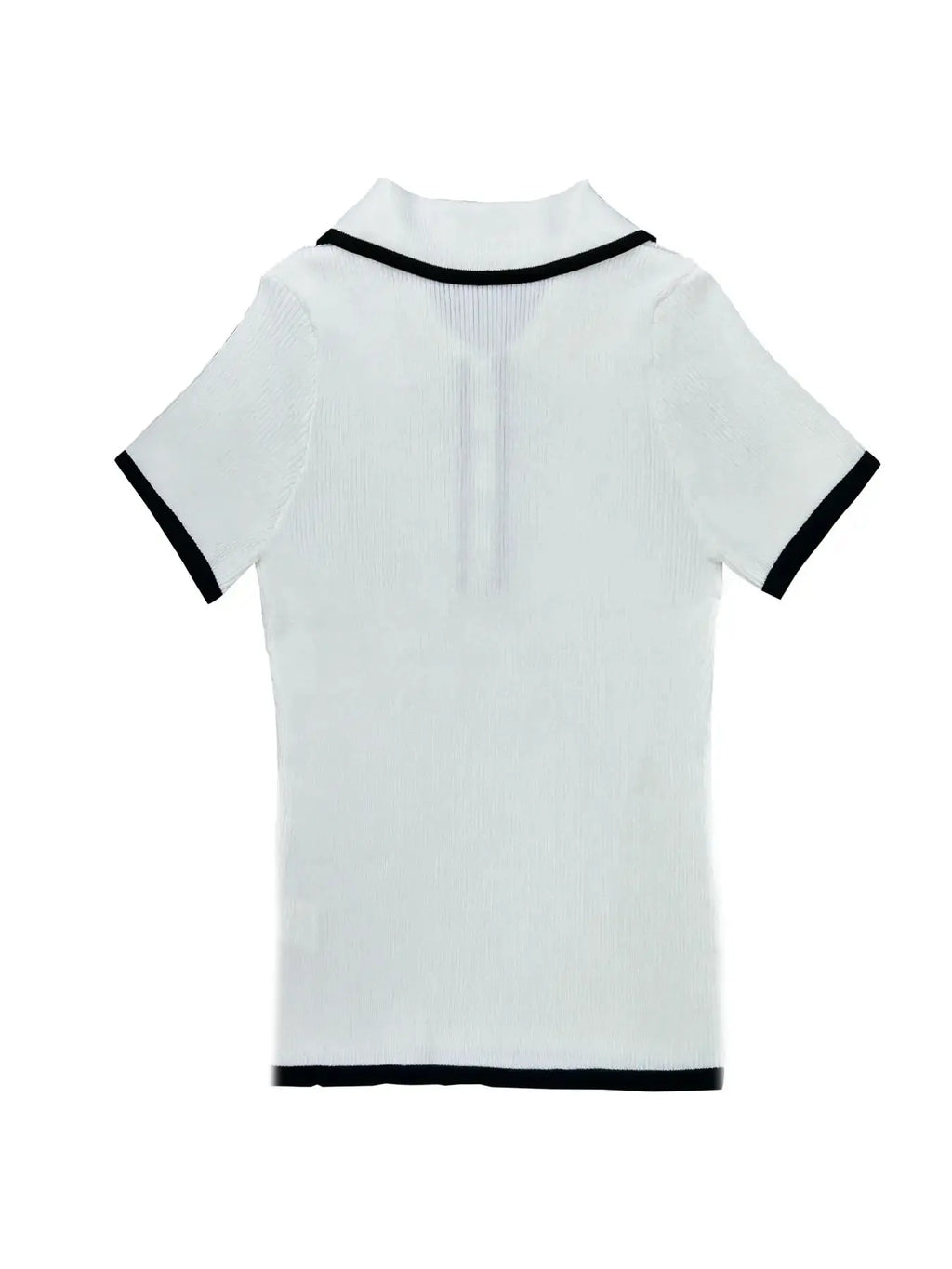 Women's Contrast Binding Polo Neck Knit Top, Casual Fit Button-Front Short-Sleeve Knitting Top for Summer, Fashion Knit Polo Shirt for Women's Daily Wear, Collared Polo Shirts, Summer Tops