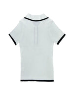 Women's Contrast Binding Polo Neck Knit Top, Casual Fit Button-Front Short-Sleeve Knitting Top for Summer, Fashion Knit Polo Shirt for Women's Daily Wear, Collared Polo Shirts, Summer Tops