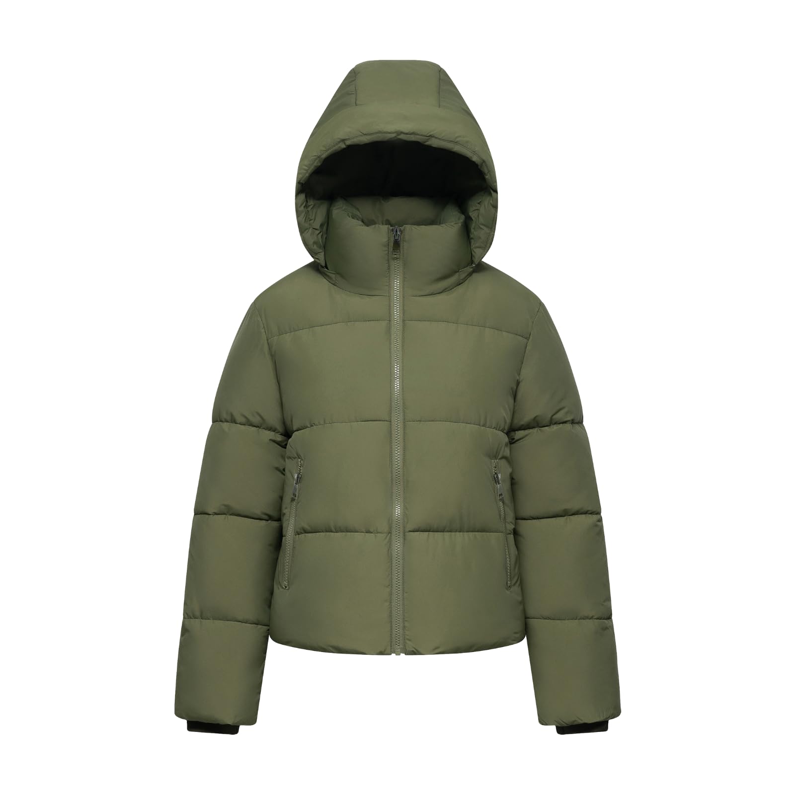 Warm Core Premium Short Puffer Jackets with Removable Hood & Optional Faux Fur Linging, Lady Casual Outerwear Longsleeves Zip Pockets Warm Quilted Coat