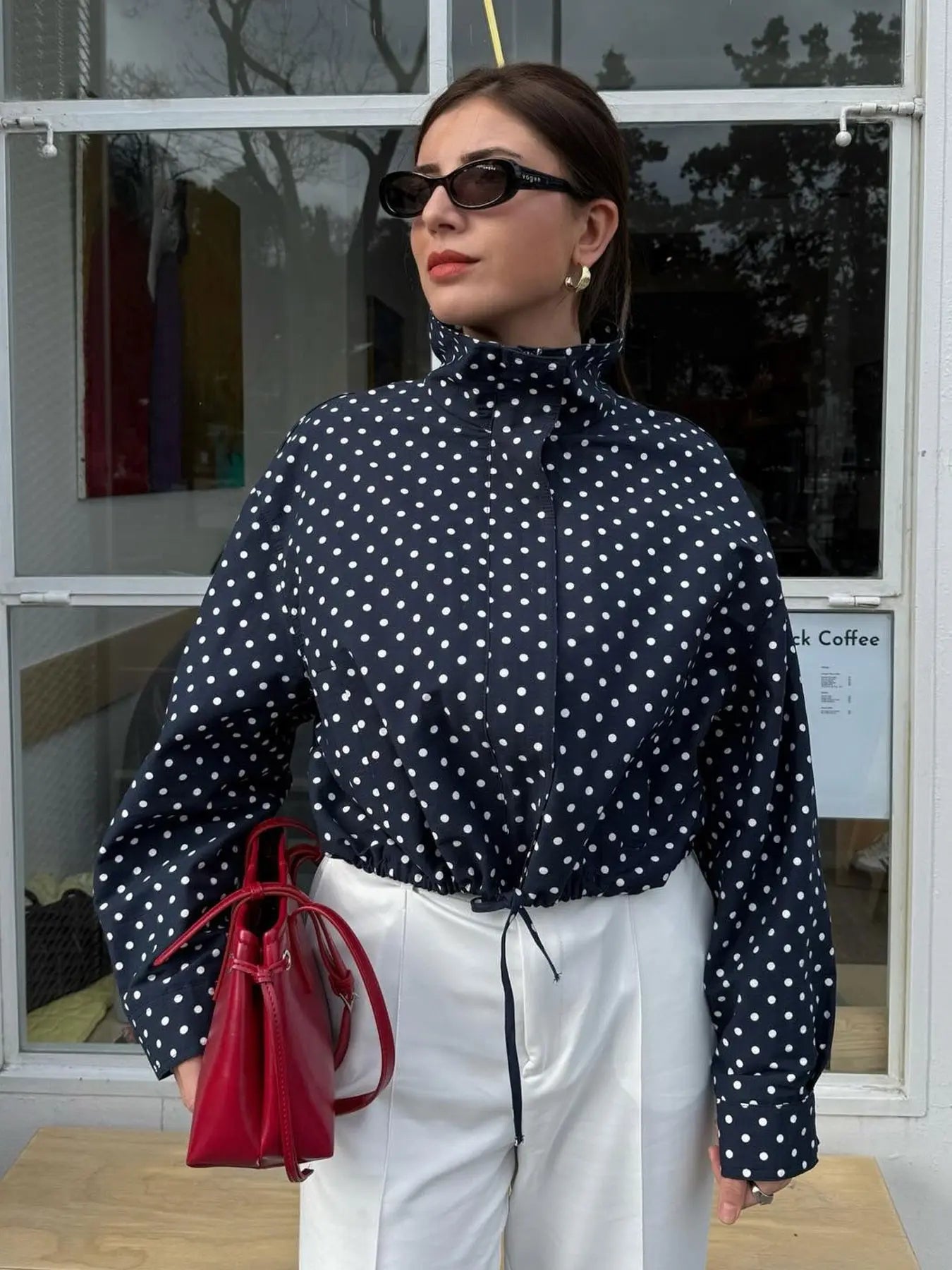 Women's Polka Dot Blazer Jacket Street Style Spot Summer Yellow Brown Pink Design Fashionable Long Sleeve Top for Casual & Vacation Wear Fashion Fit Jacket