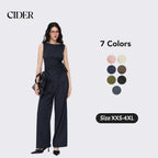 Cider Boat Neck Striped Wrap Knotted Top & Mid Rise Straight Leg Trousers Set– Office & Weekend Casual SwimWeek