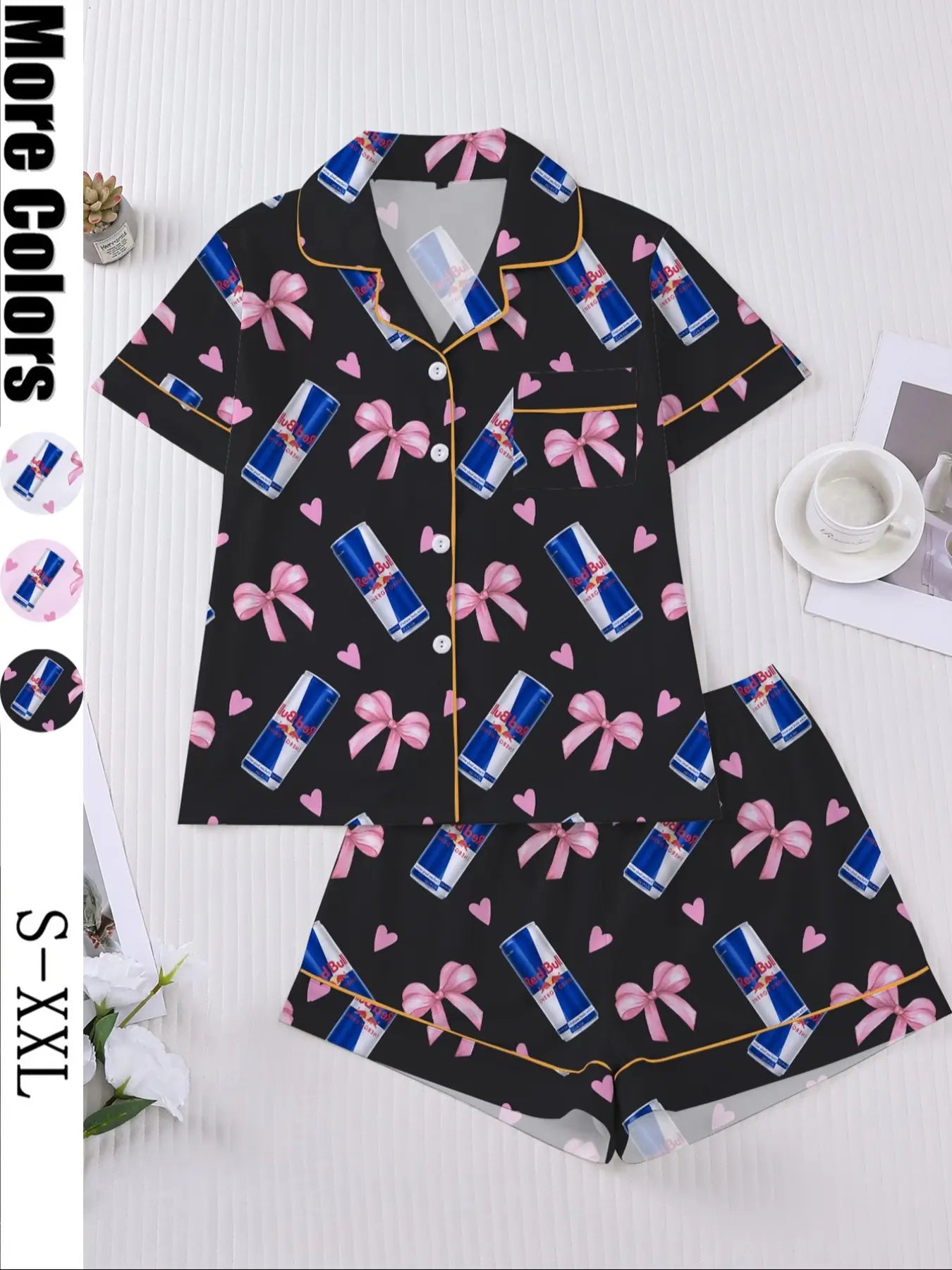 Women's Heart & Bow Print Sleepwear Set
