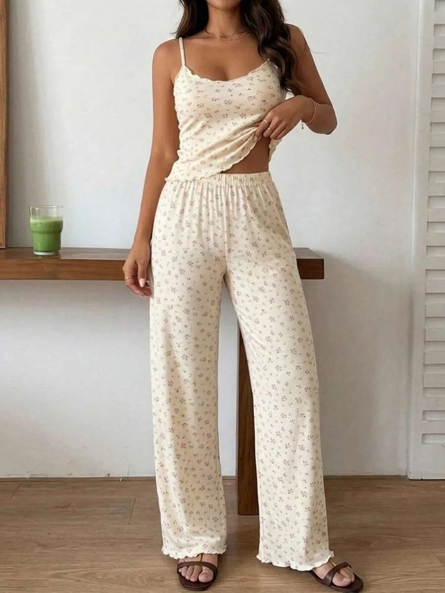DAZY Women's Ditsy Floral Camisole And Shorts Pajama Set Summer
