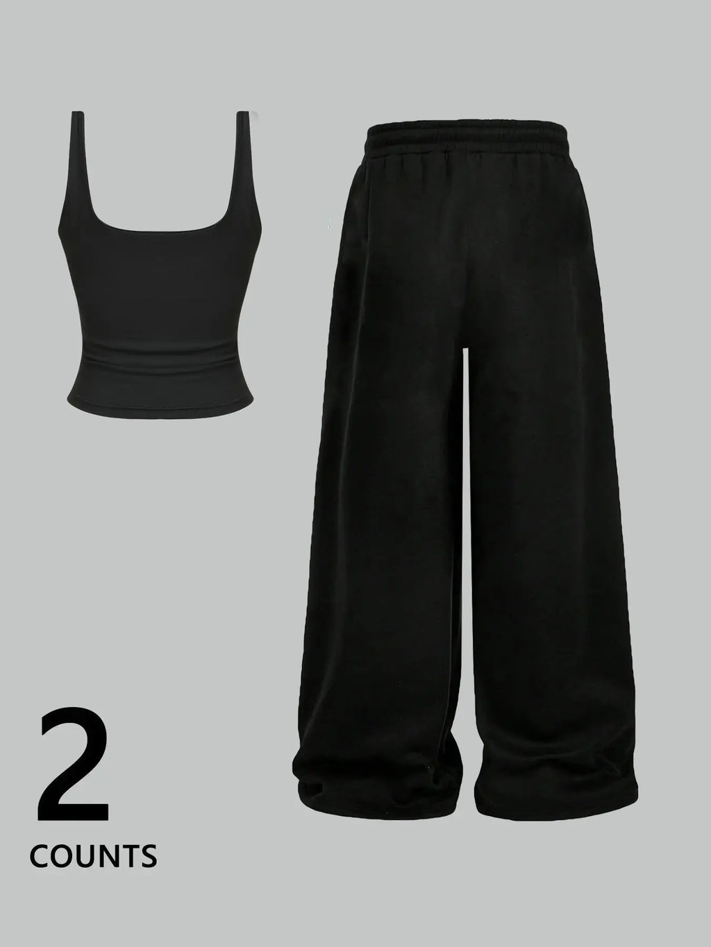Women's Casual Tank Top Set, Slim-Fit U-Neck Vest and Loose Long Pants, Spider & Spider Web Print, Y2K Street Style