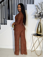 THE FALL 3PIECE BLAZER SET (BROWN)