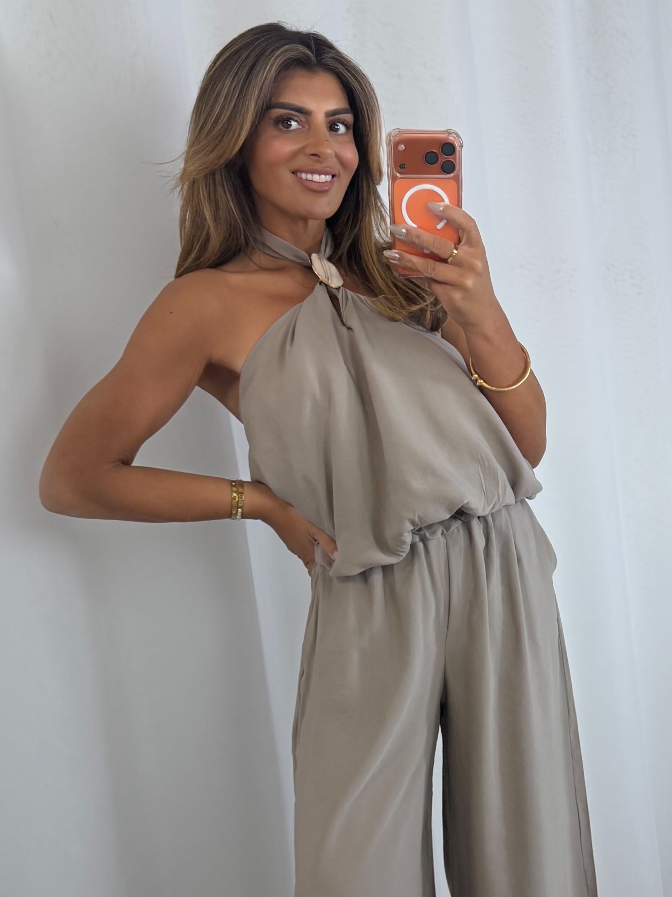 Halter Neck Marble Stone Top And Trousers (4 Colours)