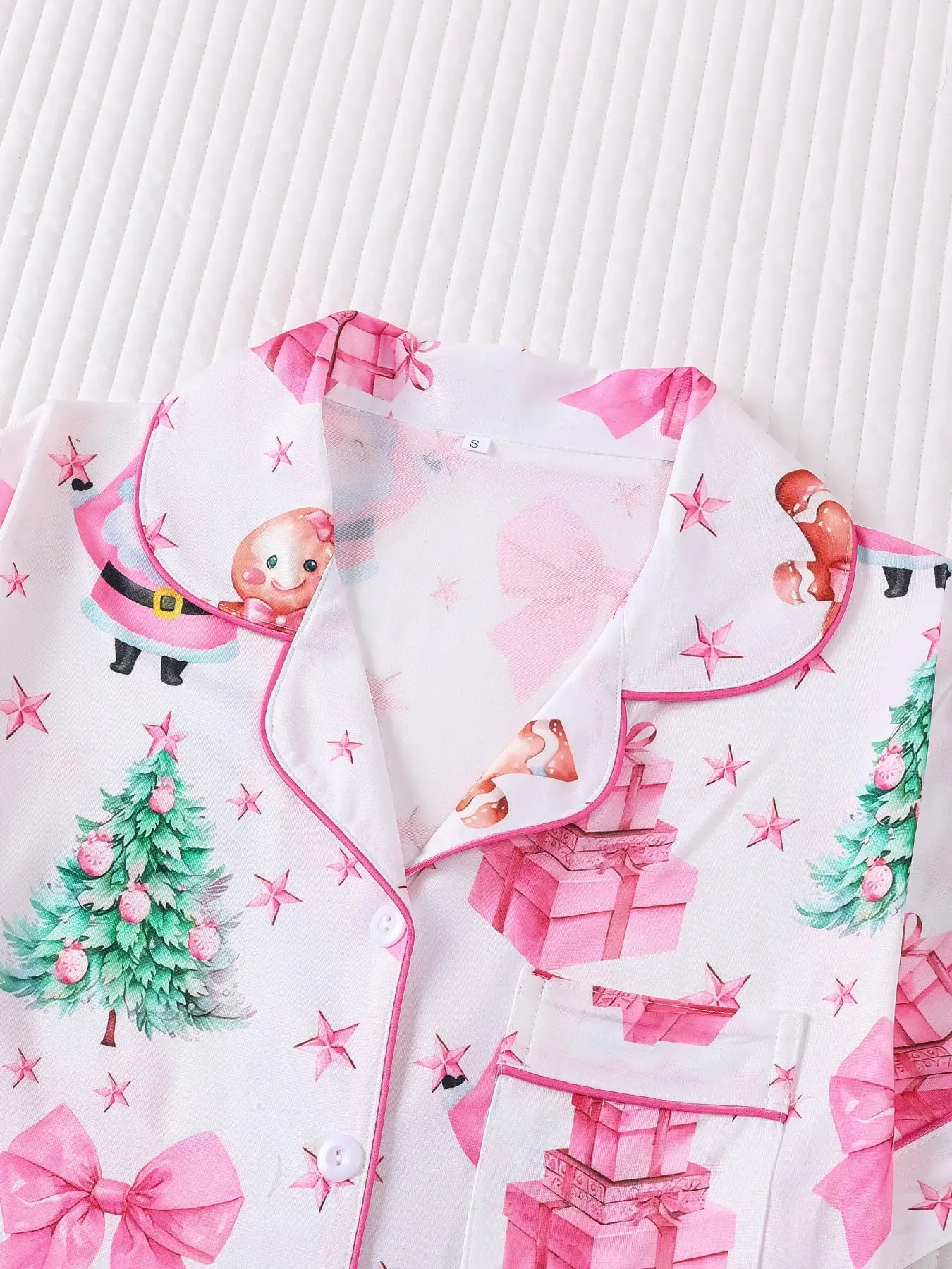 Women Christmas Pajama Set, Santa & Bowknot Tree Pattern