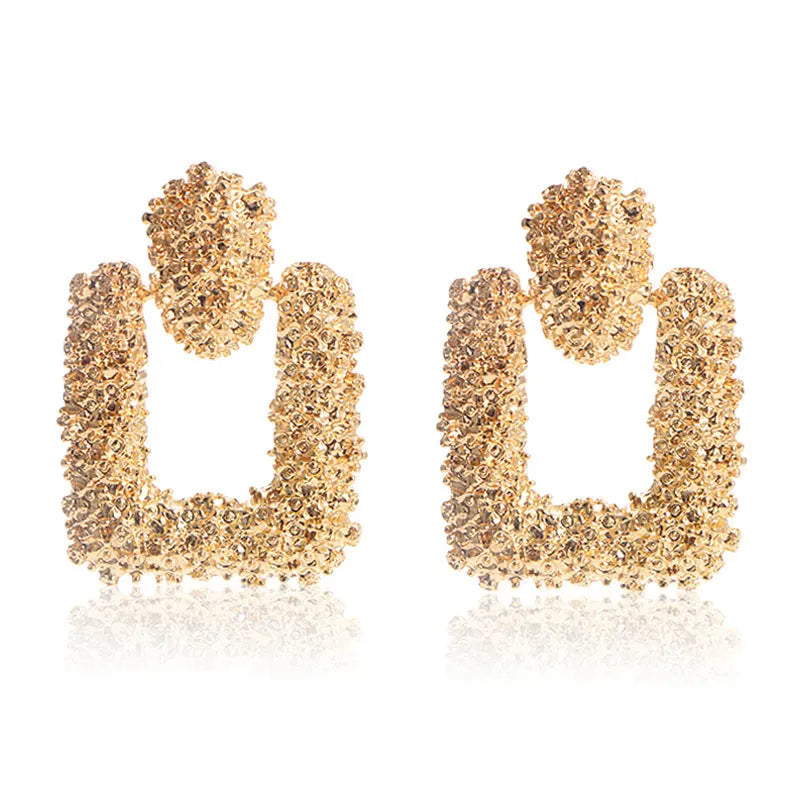 Geometric Frosted Stud Earrings Exaggerated Irregular Embossed Retro Ear Rings