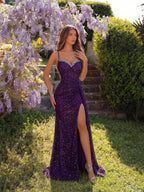 Elegant Sequin Spaghetti Strap Rhinestone Patchwork Fishbone High Waist High Slit Tie Back Open Back Evening Dress Fall