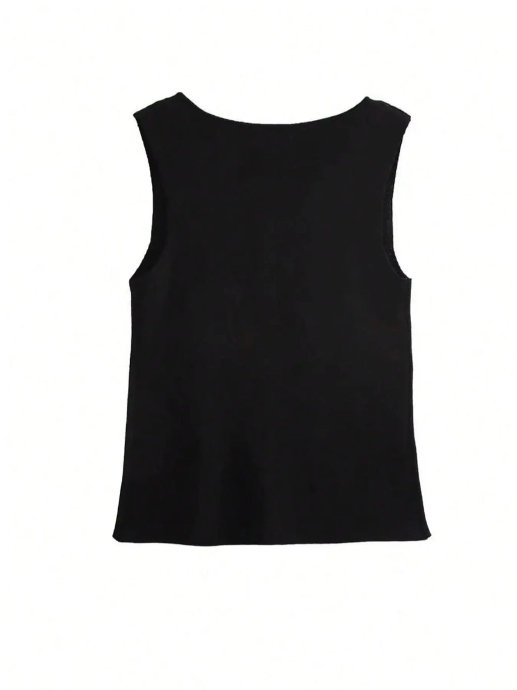 Women's Plain Metal Button Design Elegant Fitted Sweater Vest, Casual Sleeveless Round Neck Knit Top for Spring, Fashion Women's Knitwear for Daily Wear