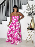 PINK FLORAL IN THE FALL MAXI DRESS