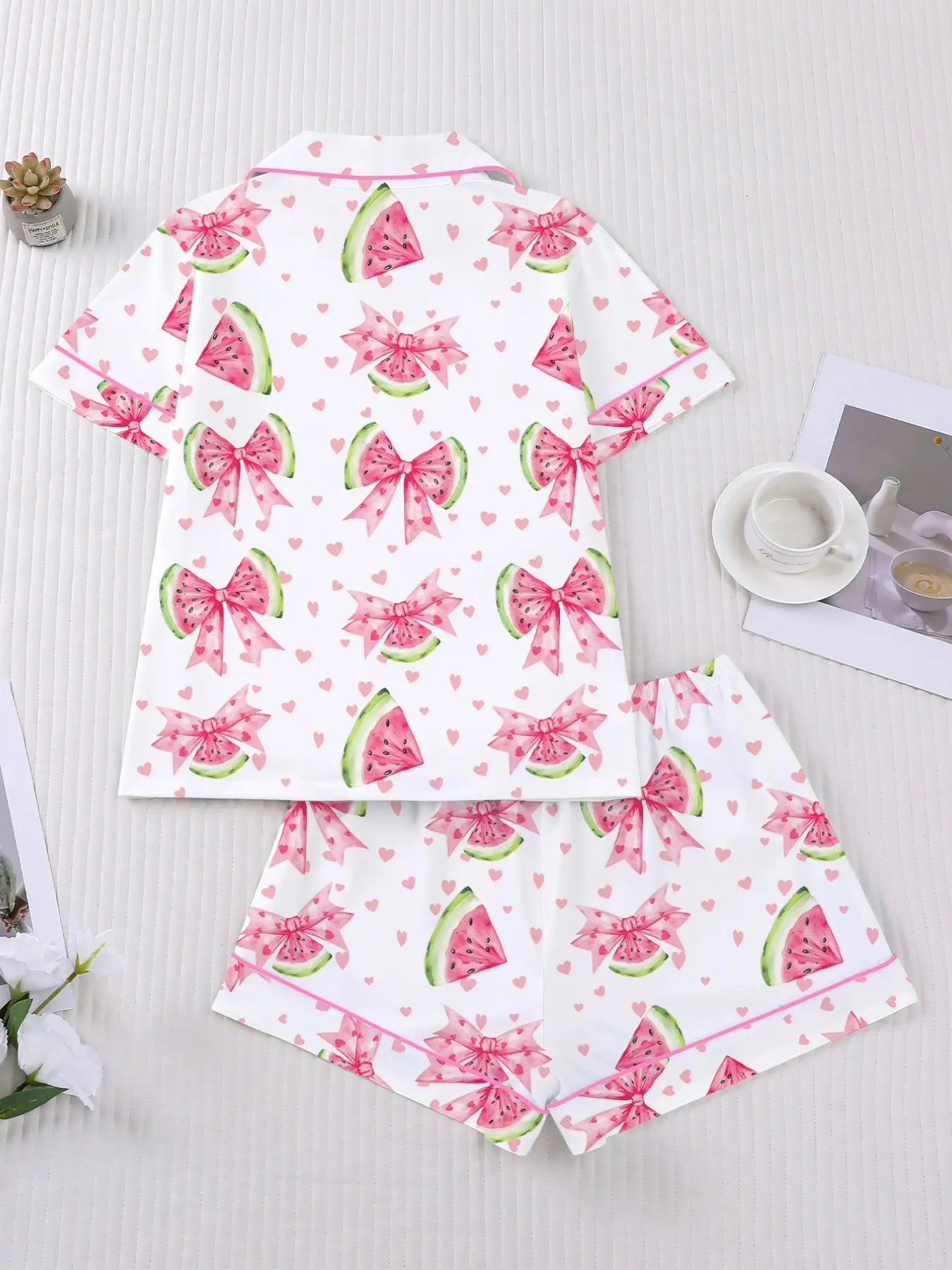 Women's 2-Piece Waffle Printed Sleepwear Set