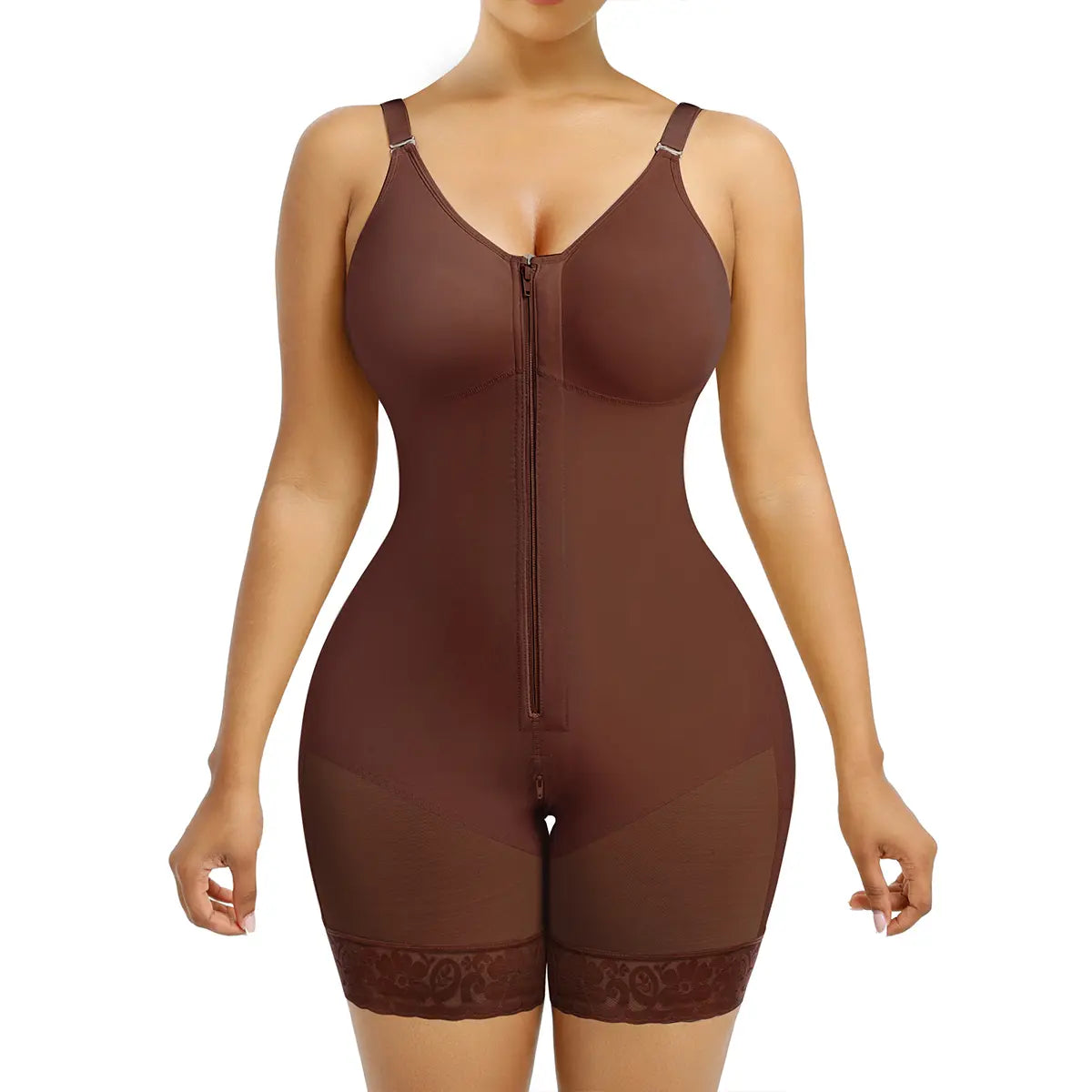 Women’s Fajas Colombianas shapewear  Tummy Control Butt Lifter Shaper with Zipper Crotch detachable shoulder strap Basic