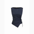 Cider Boat Neck Striped Wrap Knotted Top & Mid Rise Straight Leg Trousers Set– Office & Weekend Casual SwimWeek