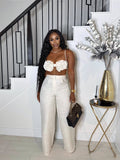 BEST I HAVE EVER HAD FLORAL LINEN PANTS SET (OAT)