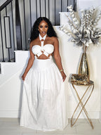 MAJOR ATTRACTION LINEN 2 PIECE MAXI DRESS (WHITE)