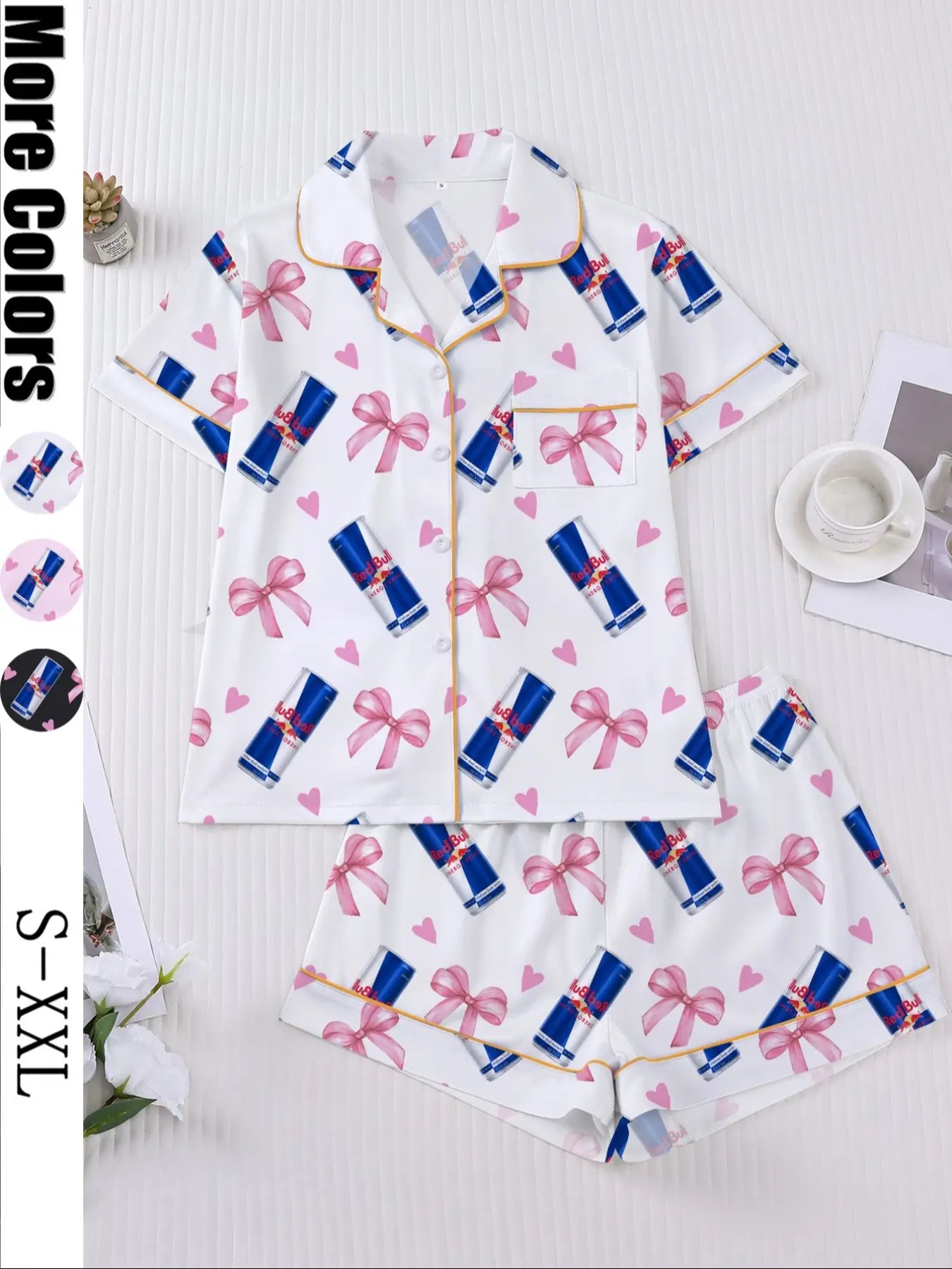 Women's Heart & Bow Print Sleepwear Set