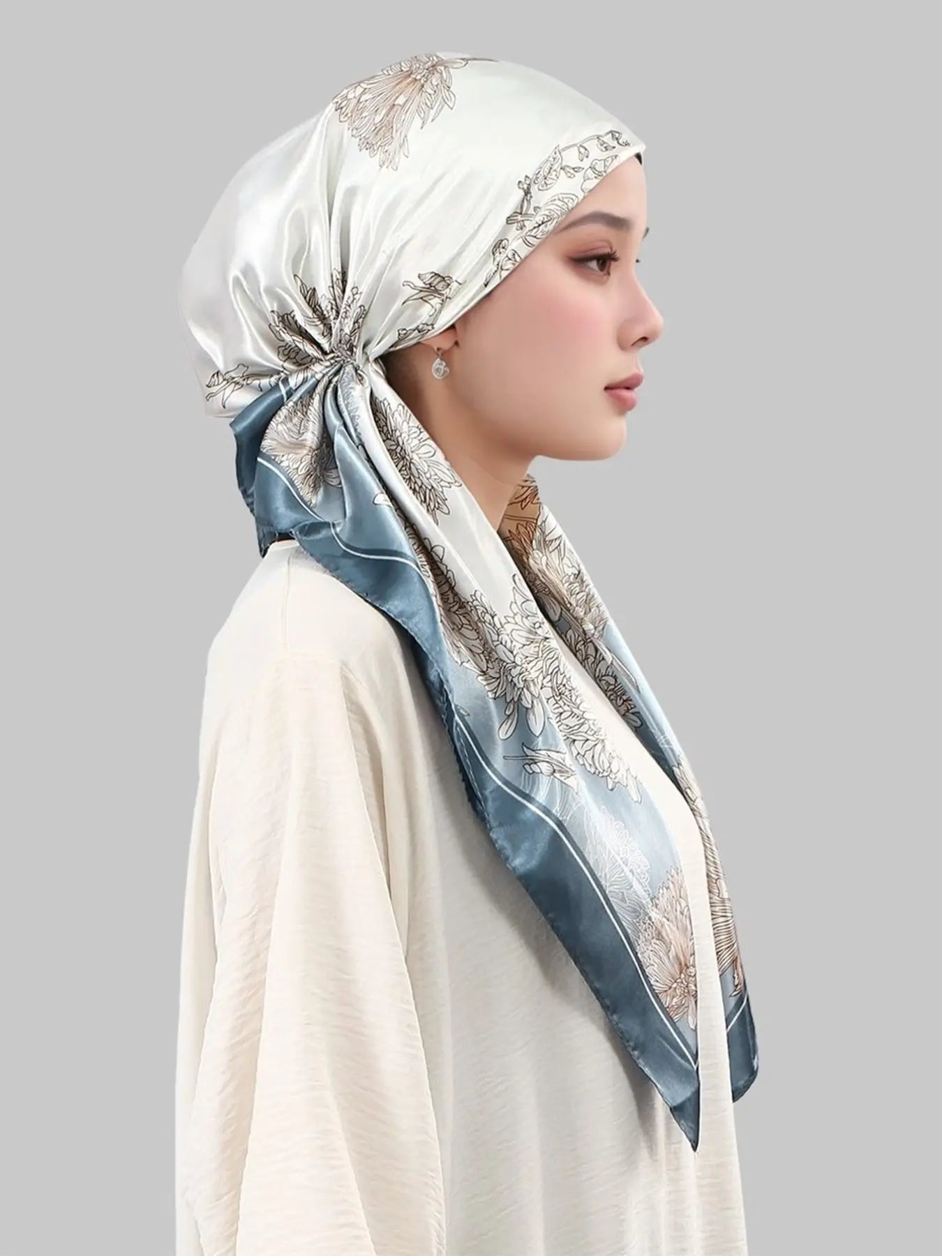 Women's Square Hijab Scarf - Color Block Print Turban