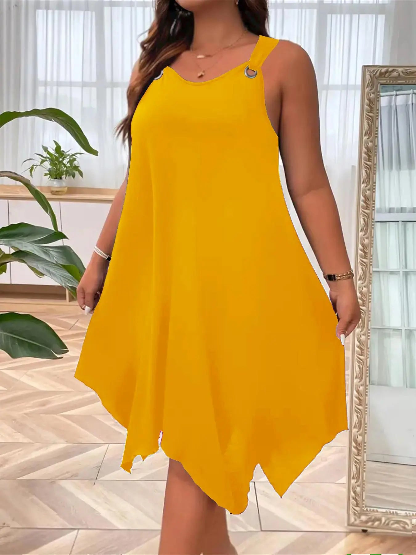 [Plus Size] Solid Color Tank Dress, Casual Sleeveless Dress for Daily Wear, Women's Plus Clothing for Summer, Bodycon Tank Dress
