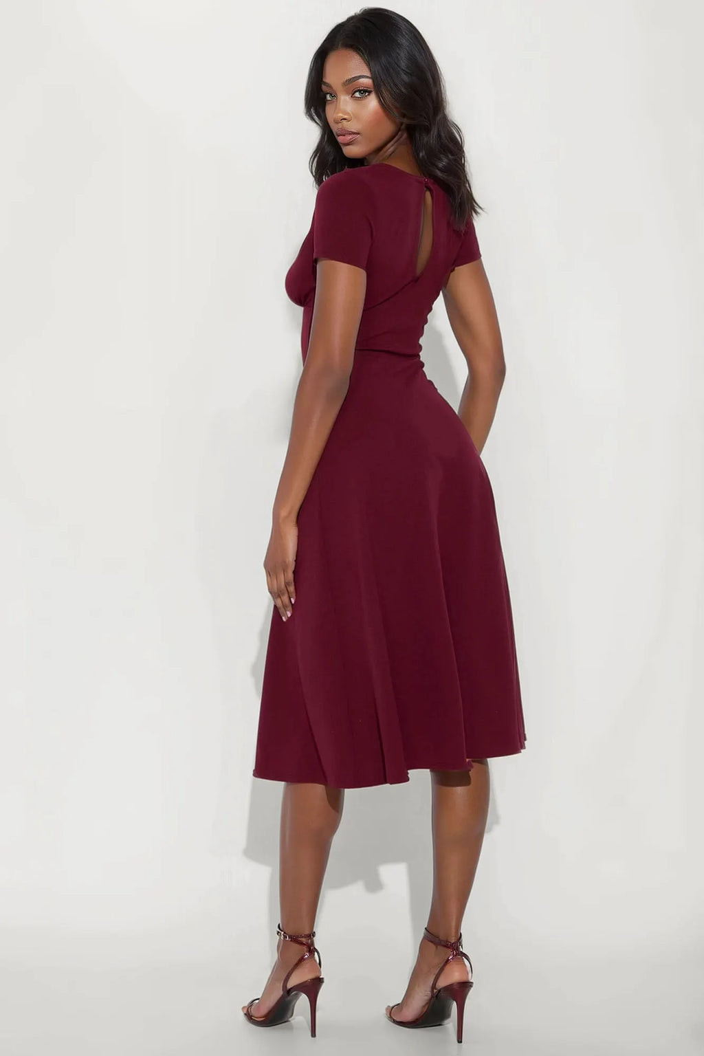 Charolette Short Sleeve Midi Dress - Black