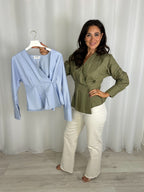 V-Neck Double Breasted Shirt (2 Colours)