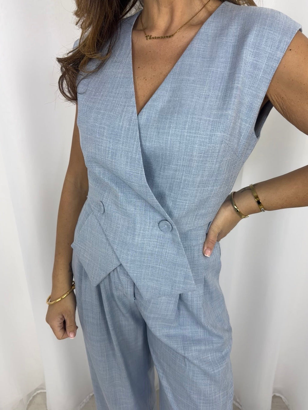 Cropped Waistcoat & Trouser Co-Ord (4 Colours)
