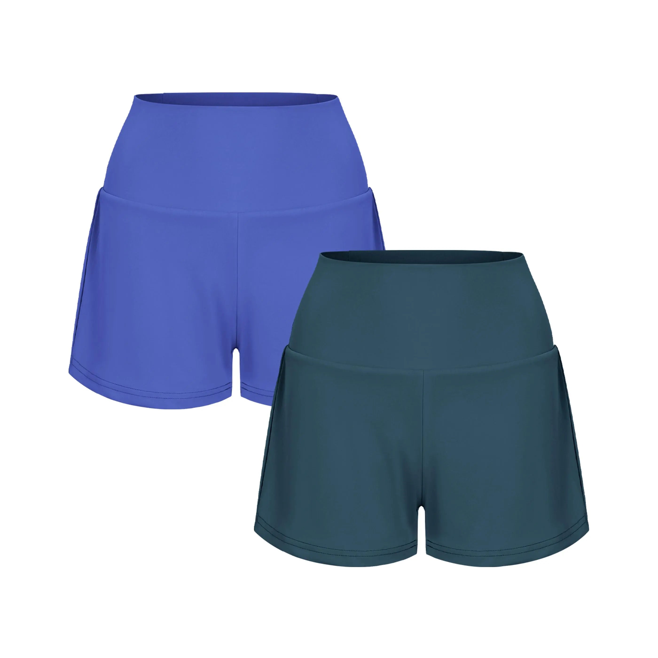 2-Piece Super High Waisted Back Pocket & Side Hidden Pocket 2-in-1 Yoga Shorts 3" Set