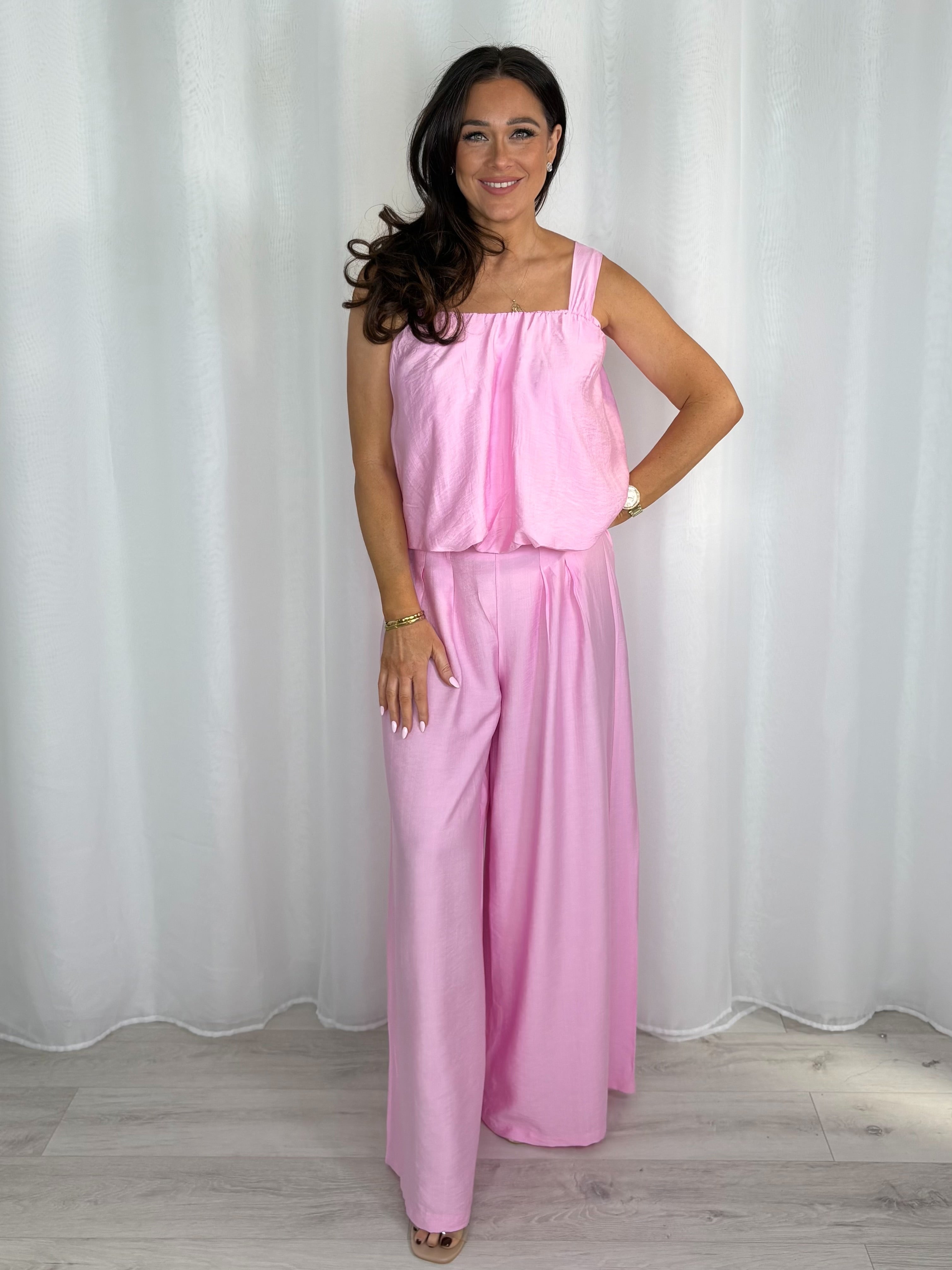 Balloon Style Thick Strap Top And Gathered Trouser Co-Ord (10 Colours)