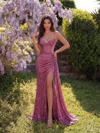Elegant Sequin Spaghetti Strap Rhinestone Patchwork Fishbone High Waist High Slit Tie Back Open Back Evening Dress Fall