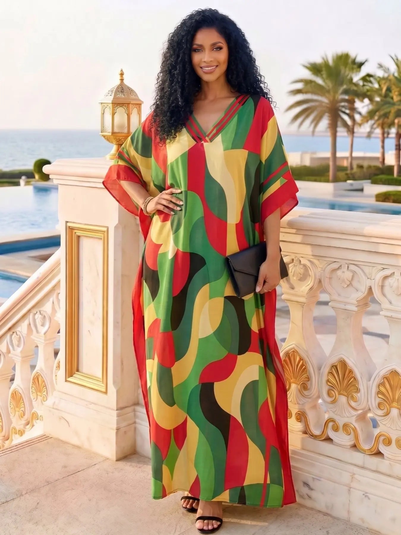EDOLYNSA Leopard kaftans for woman caftan beach printing Moo Moo Dress casual cover up Bohemian daily wear Soft Homewear vacation party long dress lounge wear Q1615