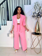 GLAM UP IN QUILT PANTS SET (PINK)